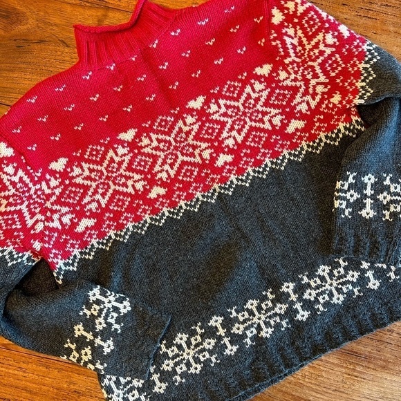 Sonoma Roll Neck Wool Blend Snowflake Sweater Boxy Cut / Xlarge - Picture 7 of 10